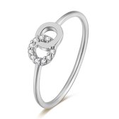 Twice As Nice Ring in zilver, 2 cirkeltjes, zirkonia  54