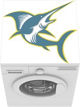 Wasmachine beschermer mat - Een illustratie blauwe zwaardvis - Breedte 60 cm x hoogte 60 cm
