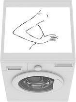 Wasmachine beschermer mat - Line art naakte vrouw met hand op de heup vierkant - Breedte 55 cm x hoogte 45 cm