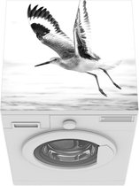 Wasmachine beschermer mat - Een willet stijg op uit het blauwe water - zwart wit - Breedte 60 cm x hoogte 60 cm