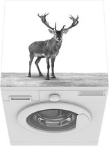 Wasmachine beschermer mat - Hert dierenprint - zwart wit - Breedte 60 cm x hoogte 60 cm