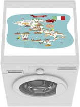 Wasmachine beschermer mat - Cartoon kaart van Italië - Breedte 55 cm x hoogte 45 cm