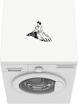 Wasmachine beschermer mat - Vrouw - Vintage - Zwart - Wit - Breedte 60 cm x hoogte 60 cm