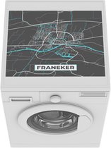 Wasmachine beschermer mat - Plattegrond - Franeker - Grijs - Blauw - Breedte 55 cm x hoogte 45 cm - Stadskaart