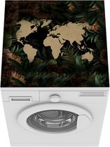 Wasmachine beschermer - Wasmachine mat - Wereldkaart - Planten - Bloemen - 60x60 cm - Droger beschermer