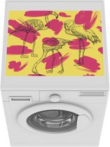 Wasmachine beschermer mat - flamingo's gele achtergrond in pop art - Breedte 55 cm x hoogte 45 cm