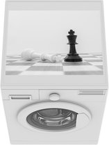 Wasmachine beschermer mat - De witte en zwarte koning van schaken - Breedte 55 cm x hoogte 45 cm