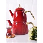 Turkse Theepot - Rood - Caydanlik - 3 liter