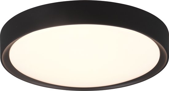 LED Plafondlamp - Badkamerlamp - Trion Clirno - 18W - Warm Wit 3000K - Spatwaterdicht IP44 - Opbouw Rond - Mat Zwart - Kunststof