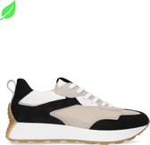 Sacha - Dames - Vegan beige sneakers met zwarte details - Maat 40