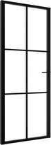 vidaXL Binnendeur 83x201.5 cm ESG-glas en aluminium zwart