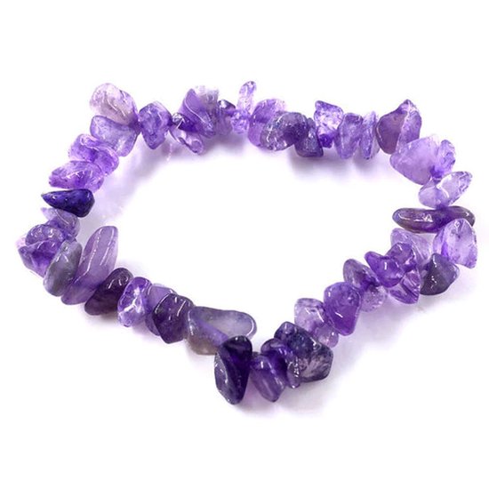 Edelsteen armband Amethist - Kralen armband natuurstenen - Geluks sieraden - Chakra splitarmband - Edelstenen sieraden - Natuursteen kralen armband - Dames heren steen bandje Amethyst kristal