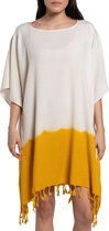 Dip Dye Strandtuniek Mustard Yellow Onesize (L/XL) - onesize (L/XL) - strand tuniek dames - sauna - strandmode - strandjurk - tuniek - sarong-dress - bikini cover up - strandjurkje