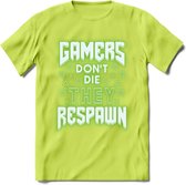 Gamers don't die T-shirt | Neon Groen | Gaming kleding | Grappig game verjaardag cadeau shirt Heren – Dames – Unisex | - Groen - XXL