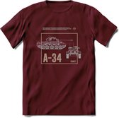 A34 Comet leger T-Shirt | Unisex Army Tank Kleding | Dames / Heren Tanks ww2 shirt | Blueprint | Grappig bouwpakket Cadeau - Burgundy - L