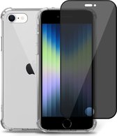 Hoesje voor Geschikt voor iPhone SE 2022 + Screenprotector – Gehard Glas Cover - Shock Proof Case Transparant