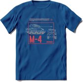 M4 Sherman leger T-Shirt | Unisex Army Tank Kleding | Dames / Heren Tanks ww2 shirt | Blueprint | Grappig bouwpakket Cadeau - Donker Blauw - XXL