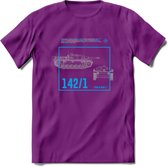 Stug 3 Tank Destroyer leger T-Shirt | Unisex Army Tank Kleding | Dames / Heren Tanks ww2 shirt | Blueprint | Grappig bouwpakket Cadeau - Paars - M