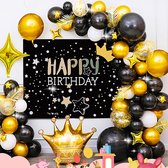 47 delig verjaardagset - Thema: Goudtinten en zwart - poster en ballonen  - Versiering voor feestjes, verjaardag - feestdecoratie