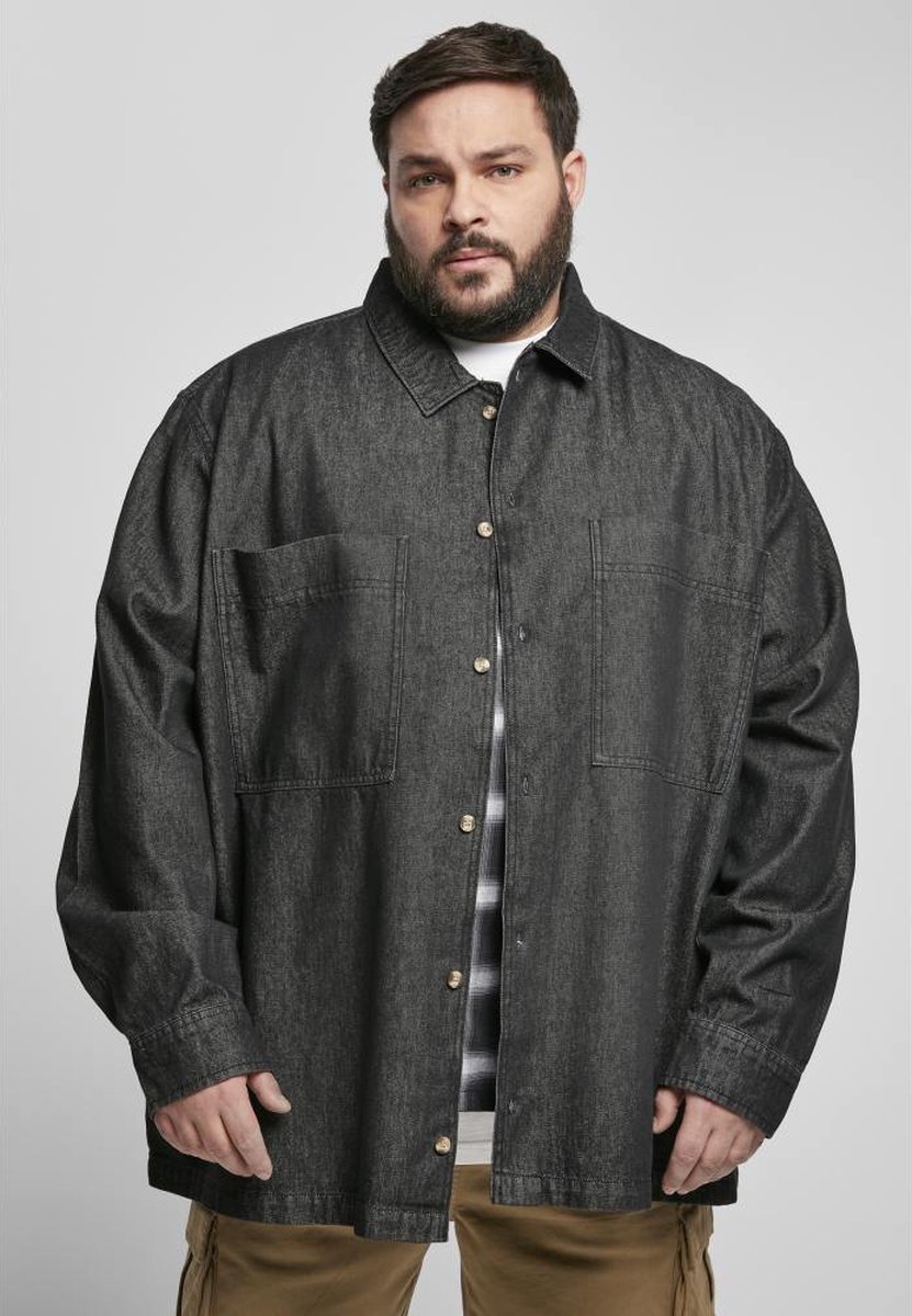 Urban Classics Oversized stone washed Overhemd S Zwart