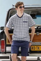 Pastunette for Men - Modern Check - Shortama - Grijs/Blauw - Maat 3XL