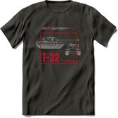 T32 Heavy tank leger T-Shirt | Unisex Army Tank Kleding | Dames / Heren Tanks ww2 shirt | Blueprint | Grappig bouwpakket Cadeau - Donker Grijs - S