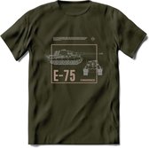 E75 leger T-Shirt | Unisex Army Tank Kleding | Dames / Heren Tanks ww2 shirt | Blueprint | Grappig bouwpakket Cadeau - Leger Groen - M