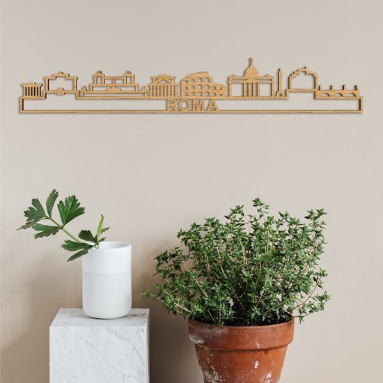 Skyline Roma (mini) Eikenhout Wanddecoratie Voor Aan De Muur Met Tekst City Shapes