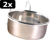 2x VOERBAK RVS+HOUDER 600ML 12CM