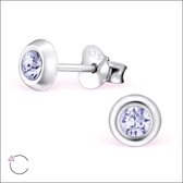 Aramat jewels ® - 925 sterling zilveren oorbellen 5mm swarovski elements kristal lila