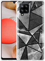 Hoesje Geschikt voor Samsung Galaxy A42 Polygon Marmer Grijs