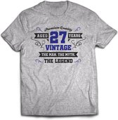 27 Jaar Legend - Feest kado T-Shirt Heren / Dames - Antraciet Grijs / Donker Blauw - Perfect Verjaardag Cadeau Shirt - grappige Spreuken, Zinnen en Teksten. Maat M