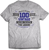 100 Jaar Legend - Feest kado T-Shirt Heren / Dames - Antraciet Grijs / Donker Blauw - Perfect Verjaardag Cadeau Shirt - grappige Spreuken, Zinnen en Teksten. Maat M