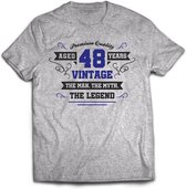 48 Jaar Legend - Feest kado T-Shirt Heren / Dames - Antraciet Grijs / Donker Blauw - Perfect Verjaardag Cadeau Shirt - grappige Spreuken, Zinnen en Teksten. Maat XL