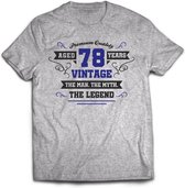 78 Jaar Legend - Feest kado T-Shirt Heren / Dames - Antraciet Grijs / Donker Blauw - Perfect Verjaardag Cadeau Shirt - grappige Spreuken, Zinnen en Teksten. Maat XL