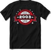 2003 Premium Quality | Feest Kado T-Shirt Heren - Dames | Rood - Wit | Perfect Verjaardag Cadeau Shirt | Grappige Spreuken - Zinnen - Teksten | Maat 3XL
