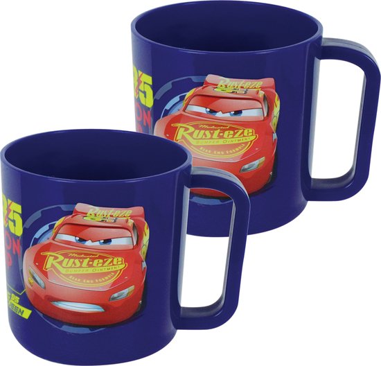 4x gobelet / mug en plastique Disney Cars 350 ml - Gobelets incassables pour enfants