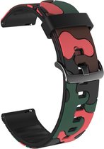Strap-it Smartwatch bandje 20mm - camouflage bandje geschikt voor Samsung Galaxy Watch 3 41mm / Galaxy Watch 42mm / Galaxy Watch Active & Active2 40 & 44mm - Amazfit Bip - U Pro / GTS / GTS 2 / GTS 3 - groen/rood