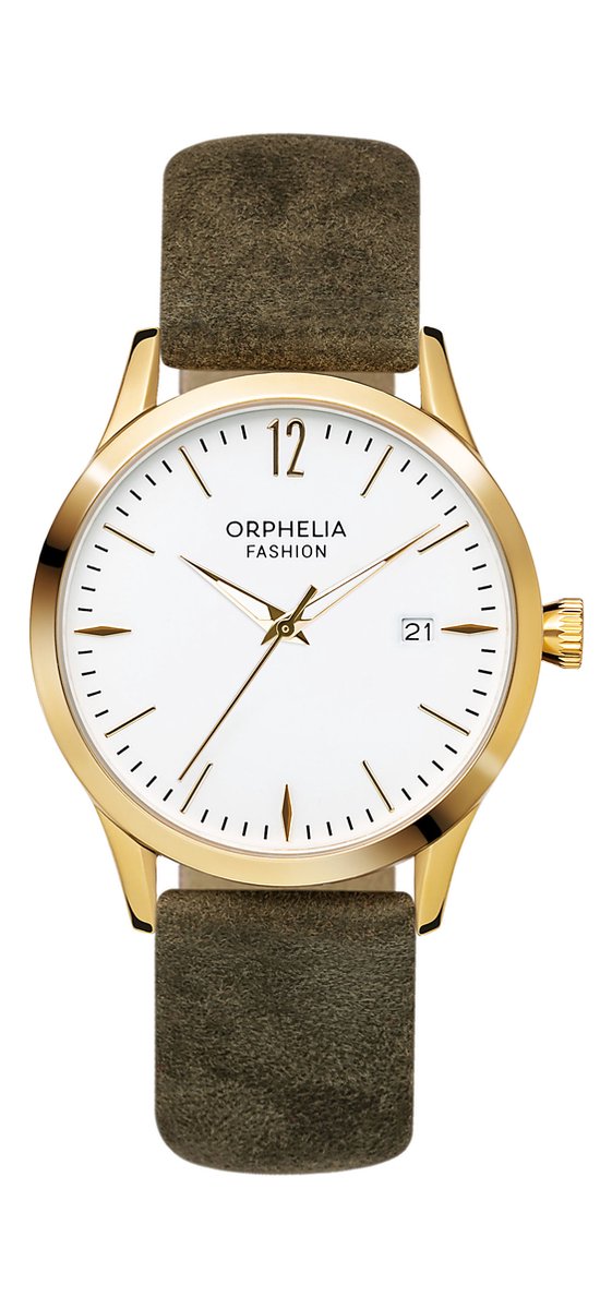 Orphelia Suede OF714822 Horloge - Leer - Groen - Ø 36 mm