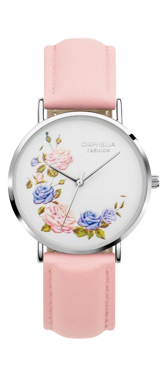Orphelia Floral OF711815 Horloge - Leer - Roze - Ø 36 mm