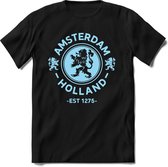 Nederland - Licht Blauw - T-Shirt Heren / Dames  - Nederland / Holland / Koningsdag Souvenirs Cadeau Shirt - grappige Spreuken, Zinnen en Teksten. Maat L