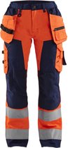 Blaklader Dames werkbroek High Vis met spijkerzakken 7156-1811 - High Vis Oranje/Marineblauw - C50