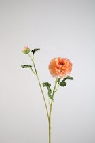 Kunstbloem Ranonkel - topkwaliteit decoratie - Koraal - zijden tak - 71 cm hoog