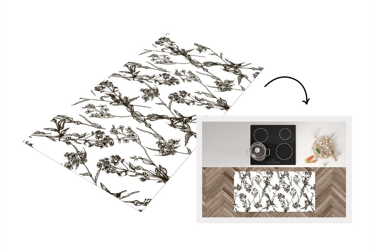 KitchenYeah Keukenloper - Loper keuken - Vintage - Planten - Bloemen - Patronen - 120x60 cm - Keukenloper vinyl Multicolor