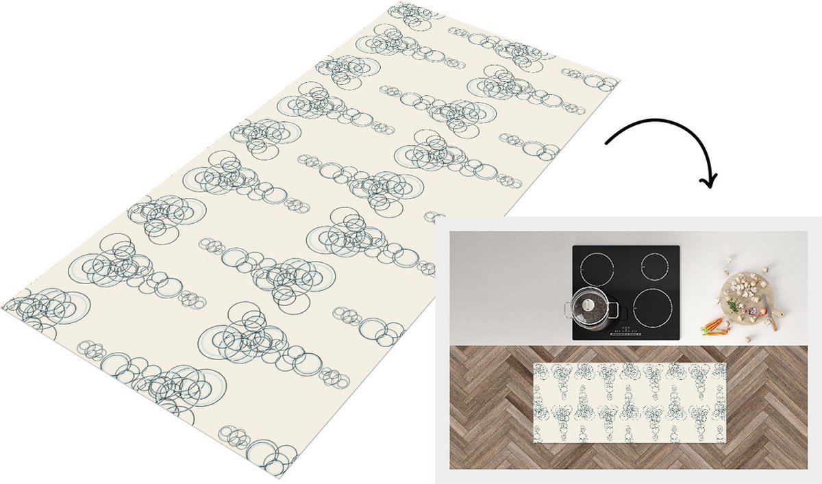 KitchenYeah Keukenloper - Loper keuken - Cirkel - Patronen - Abstract - 120x50 cm - Keukenloper vinyl Multicolor