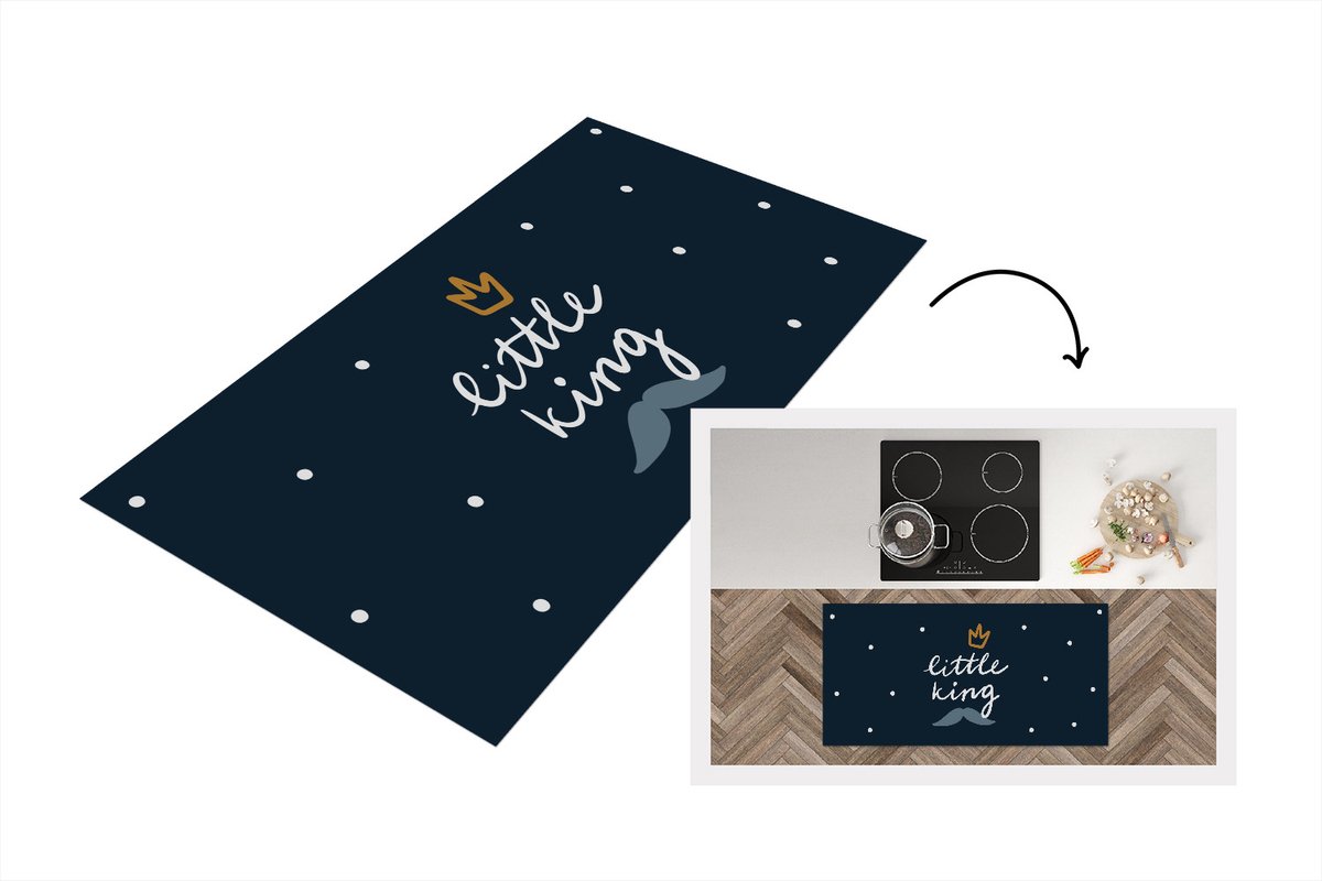 KitchenYeah Keukenloper - Loper keuken - Quotes - Baby - Spreuken - Little king - 120x60 cm - Keukenloper vinyl Multicolor