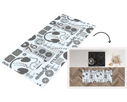 Keukenloper - Loper keuken - DJ - Koptelefoon - Vintage - Tekening - Design - 120x50 cm - Keukenloper vinyl