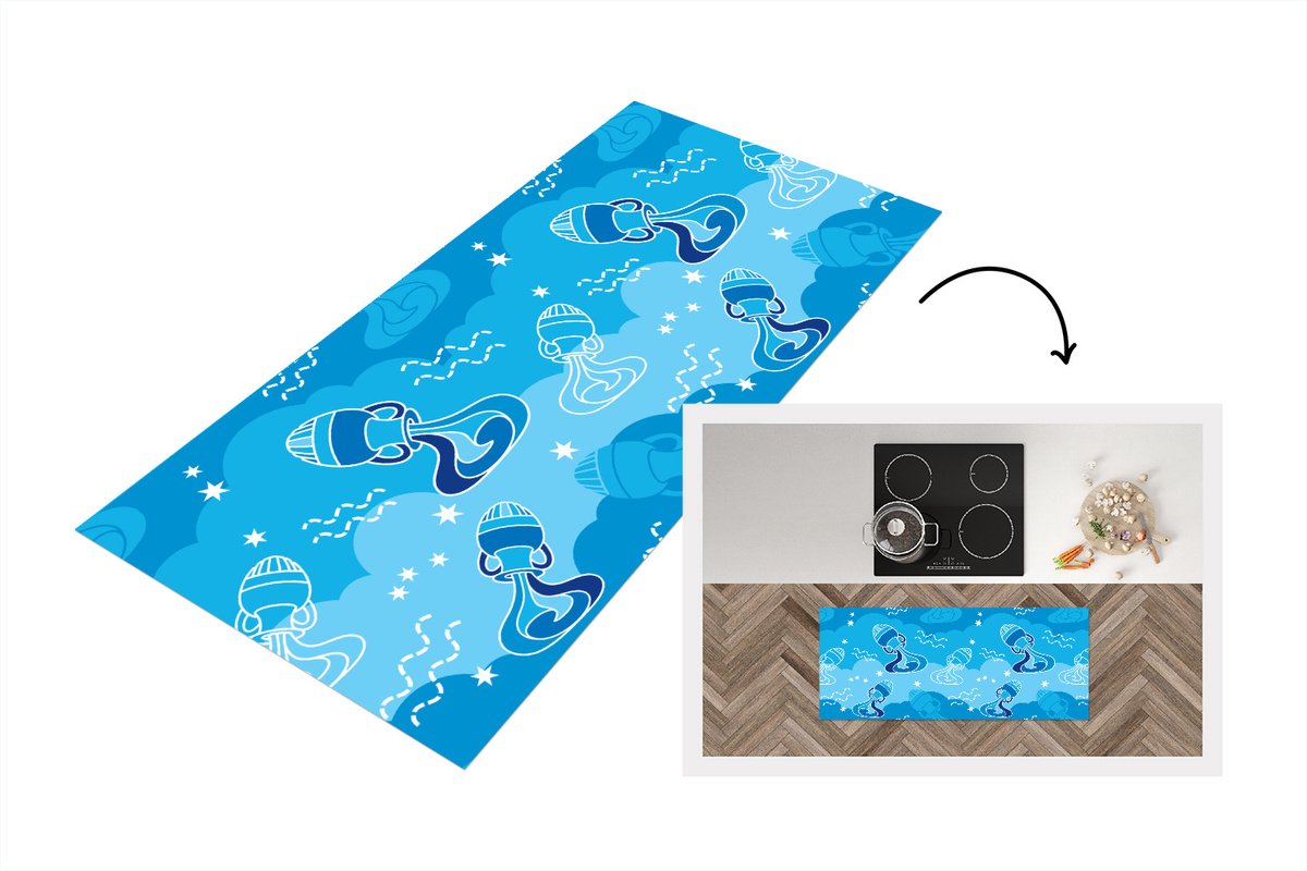 KitchenYeah Keukenloper - Loper keuken - Aquarius - Design - Zodiac - Keukenloper vinyl Multicolor