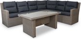 Denza Furniture Merano dining wicker loungeset 5-delig | wicker + glas | 300x234cm | New Kobo | 7 personen | hoge rugleuning