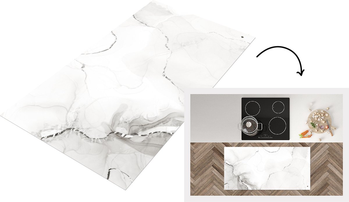 KitchenYeah Keukenloper - Loper keuken - Marmer - Lijn - Bellen - 120x60 cm - Keukenloper vinyl Multicolor